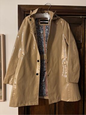 Jane Post Glossy Tan Trench Coat